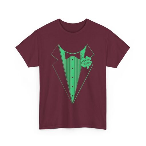 Kiss Me I’m Irish Unisex T-Shirt – Shamrock Tuxedo Edition - Image 9