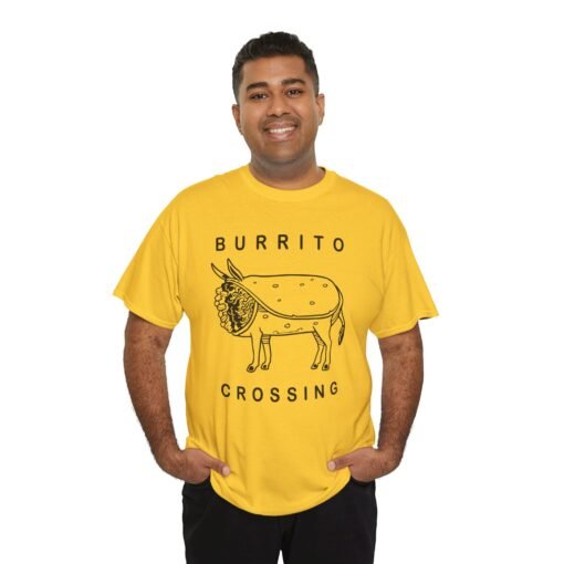 🌯🐴 Burrito Crossing Unisex T-Shirt – Warning: Deliciously Absurd - Image 5