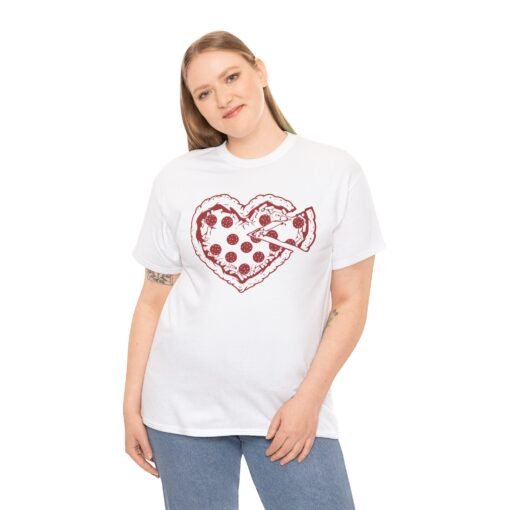 "Love at First Slice" Unisex T-Shirt – Heart Pizza Edition - Image 3