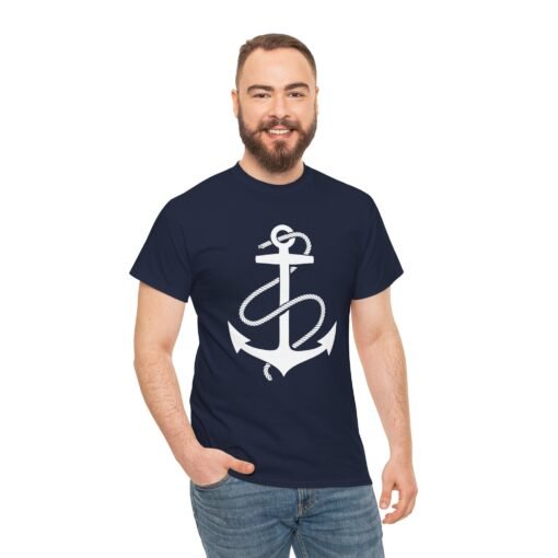 Anchored in Style – Unisex Nautical Anchor Tee - Image 3