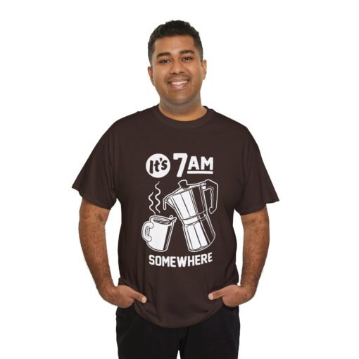 "It's 7 AM Somewhere" Coffee Lovers Unisex Tee - Image 6