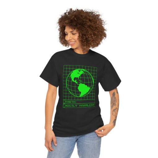 Mostly Harmless – Unisex Earth Retro Computer Tee - Image 2