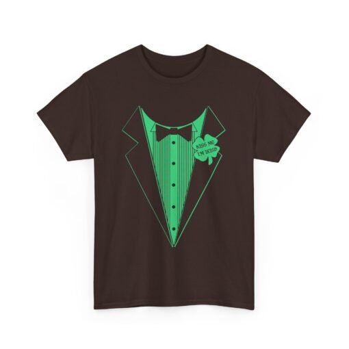 Kiss Me I’m Irish Unisex T-Shirt – Shamrock Tuxedo Edition - Image 10
