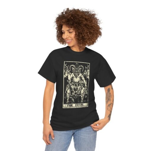 😈🃏 The Devil Tarot Card Unisex T-Shirt – Embrace the Shadows in Style - Image 3
