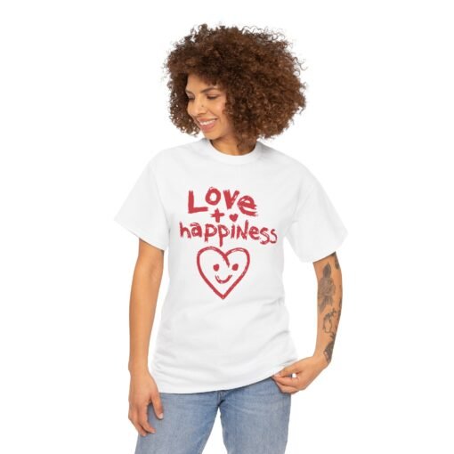 Love + Happiness Unisex T-Shirt – Feel-Good Vibes in Every Stitch - Image 3