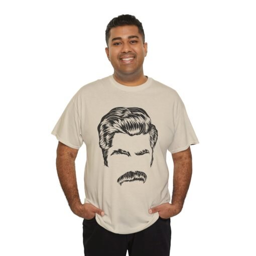 Ron Swanson Mustache Power – Unisex T-Shirt - Image 5