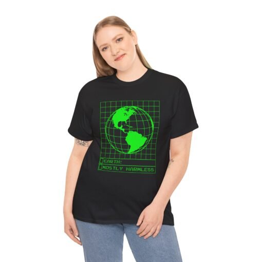 Mostly Harmless – Unisex Earth Retro Computer Tee - Image 3