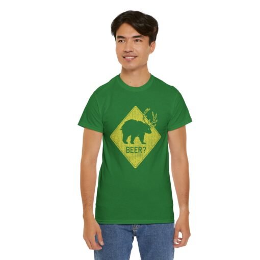 🐻🦌 “Beer?” Unisex T-Shirt – The Elusive Beear Awaits - Image 7