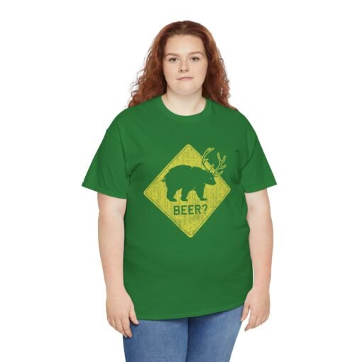 🐻🦌 “Beer?” Unisex T-Shirt – The Elusive Beear Awaits - Image 4