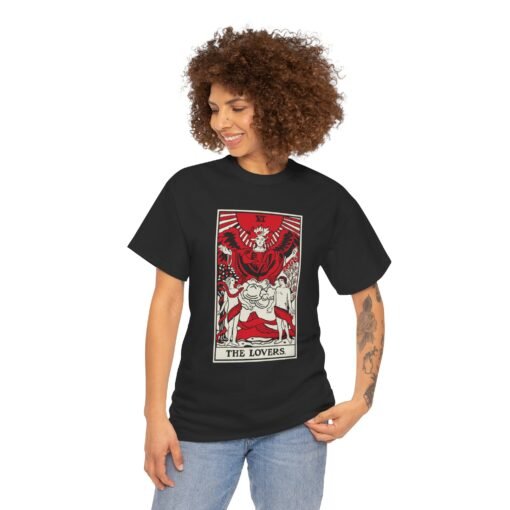 The Lovers Tarot Card – Unisex Mystical Tee - Image 4