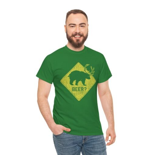 🐻🦌 “Beer?” Unisex T-Shirt – The Elusive Beear Awaits - Image 3