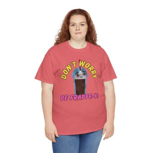 🥤✨ Don’t Worry, Be-Frappe-y! Unisex T-Shirt – Sweet Style, Chilled Vibes - Image 4