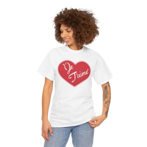 Je T'aime Heart Unisex T-Shirt - Image 3