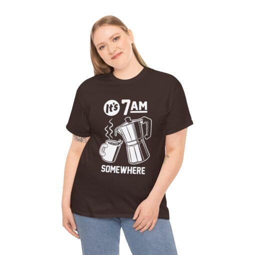 "It's 7 AM Somewhere" Coffee Lovers Unisex Tee - Image 3