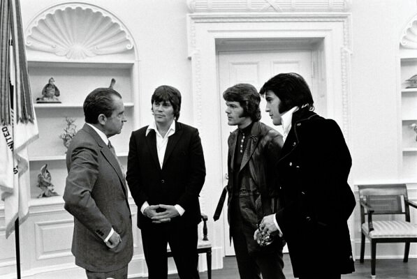 President Nixon meets with Elvis Presley and his entourage