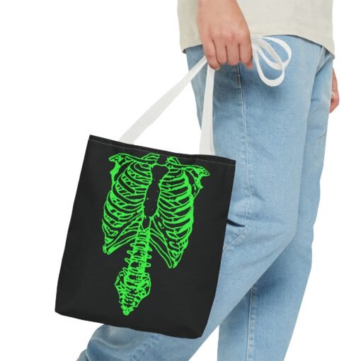 Bright Green Skeleton Torso Tote Bag – Glow in the Gloom - Image 27