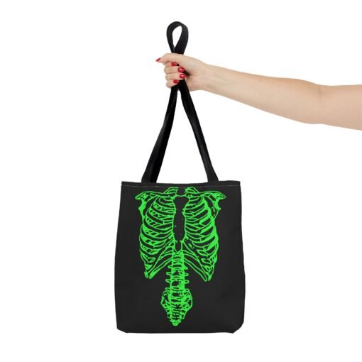 Bright Green Skeleton Torso Tote Bag – Glow in the Gloom - Image 4