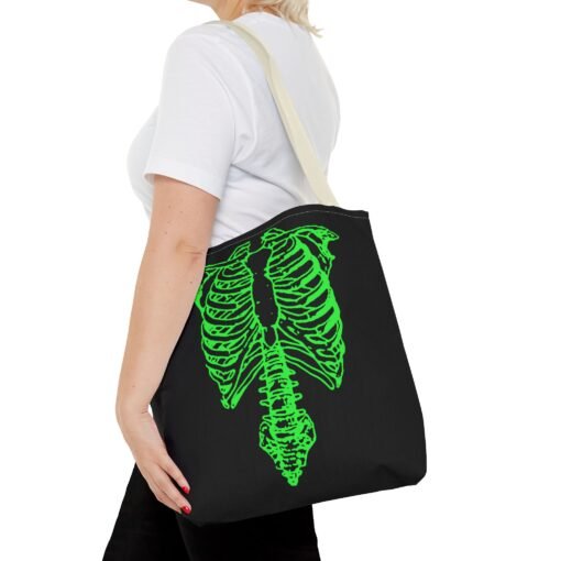 Bright Green Skeleton Torso Tote Bag – Glow in the Gloom - Image 44