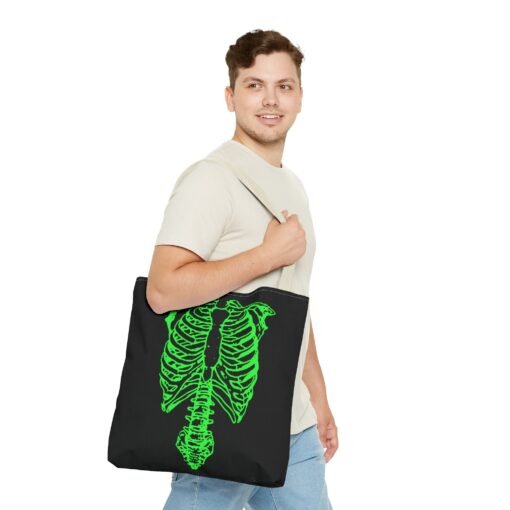 Bright Green Skeleton Torso Tote Bag – Glow in the Gloom - Image 47