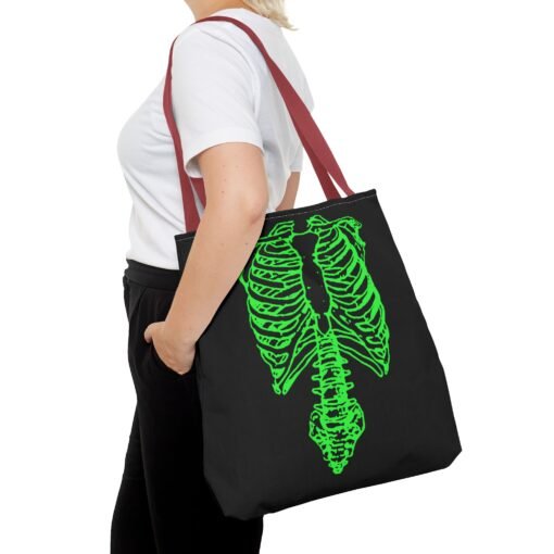 Bright Green Skeleton Torso Tote Bag – Glow in the Gloom - Image 24