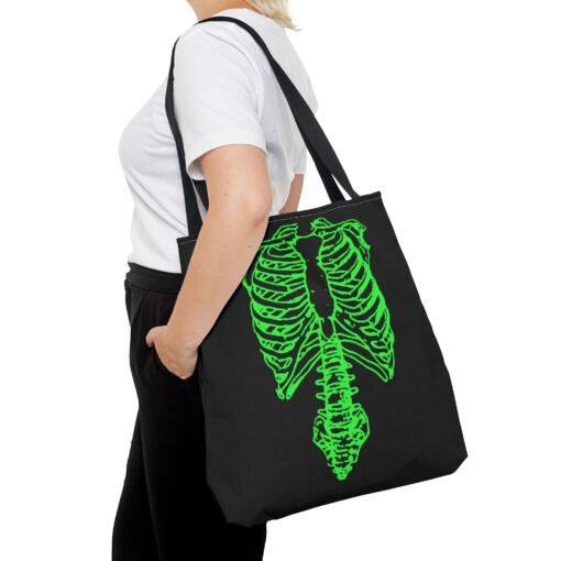 Bright Green Skeleton Torso Tote Bag – Glow in the Gloom - Image 12