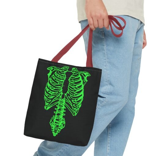 Bright Green Skeleton Torso Tote Bag – Glow in the Gloom - Image 15