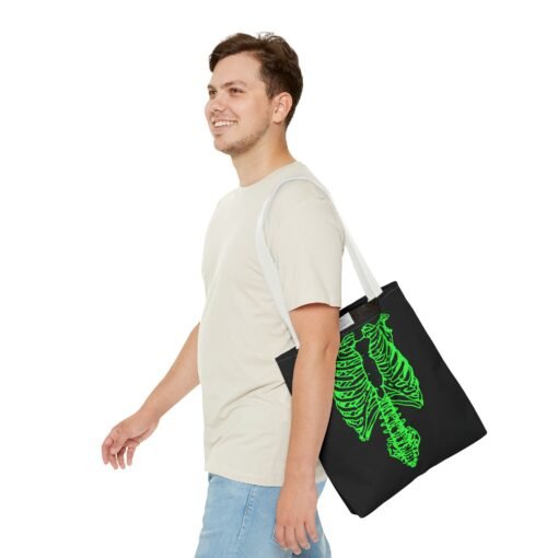 Bright Green Skeleton Torso Tote Bag – Glow in the Gloom - Image 31