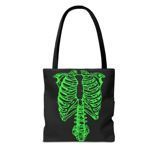 Bright Green Skeleton Torso Tote Bag – Glow in the Gloom - Image 2