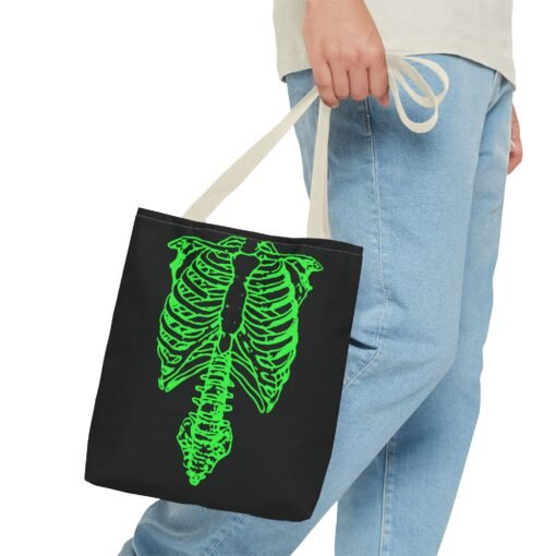 Bright Green Skeleton Torso Tote Bag – Glow in the Gloom - Image 39