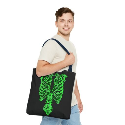 Bright Green Skeleton Torso Tote Bag – Glow in the Gloom - Image 59