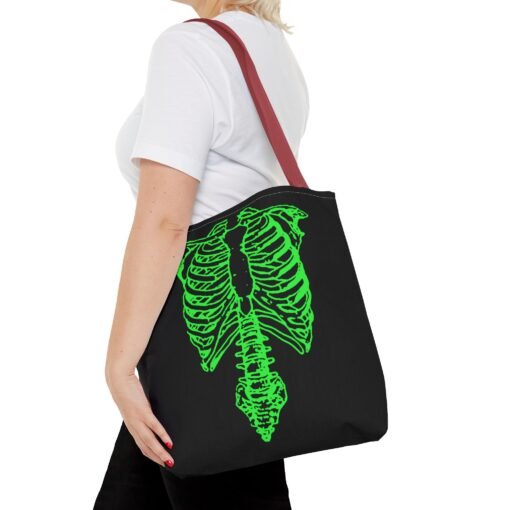 Bright Green Skeleton Torso Tote Bag – Glow in the Gloom - Image 20