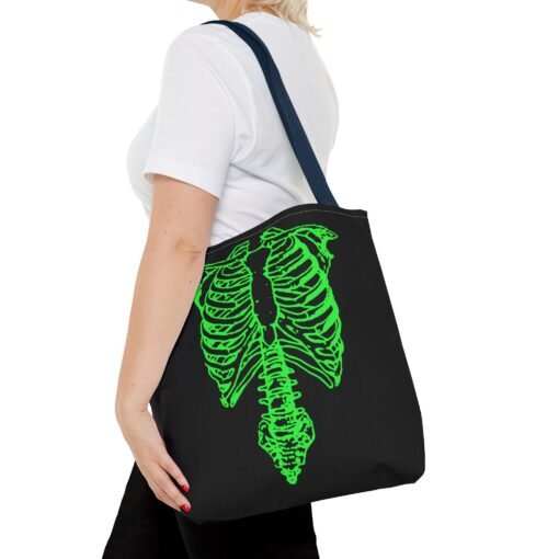 Bright Green Skeleton Torso Tote Bag – Glow in the Gloom - Image 56
