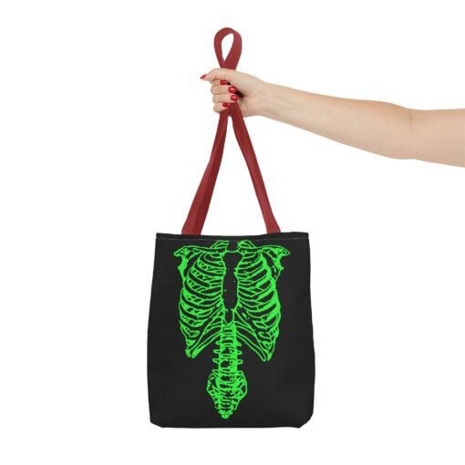 Bright Green Skeleton Torso Tote Bag – Glow in the Gloom - Image 16
