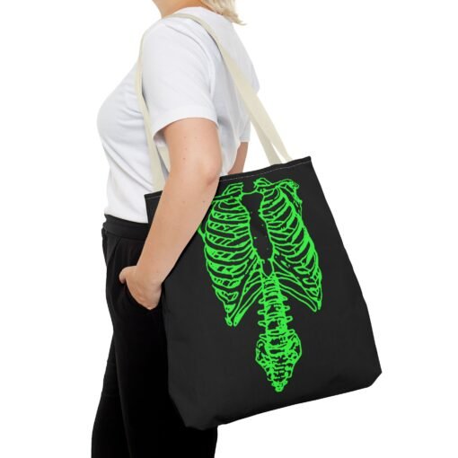 Bright Green Skeleton Torso Tote Bag – Glow in the Gloom - Image 48