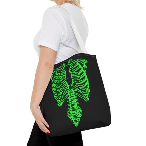Bright Green Skeleton Torso Tote Bag – Glow in the Gloom - Image 32
