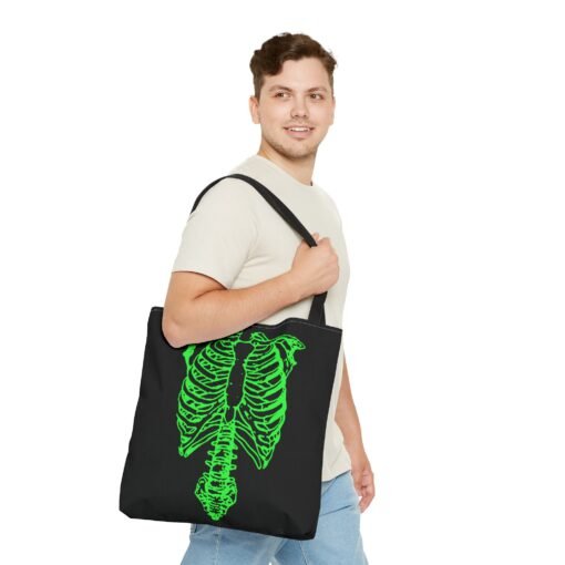 Bright Green Skeleton Torso Tote Bag – Glow in the Gloom - Image 11