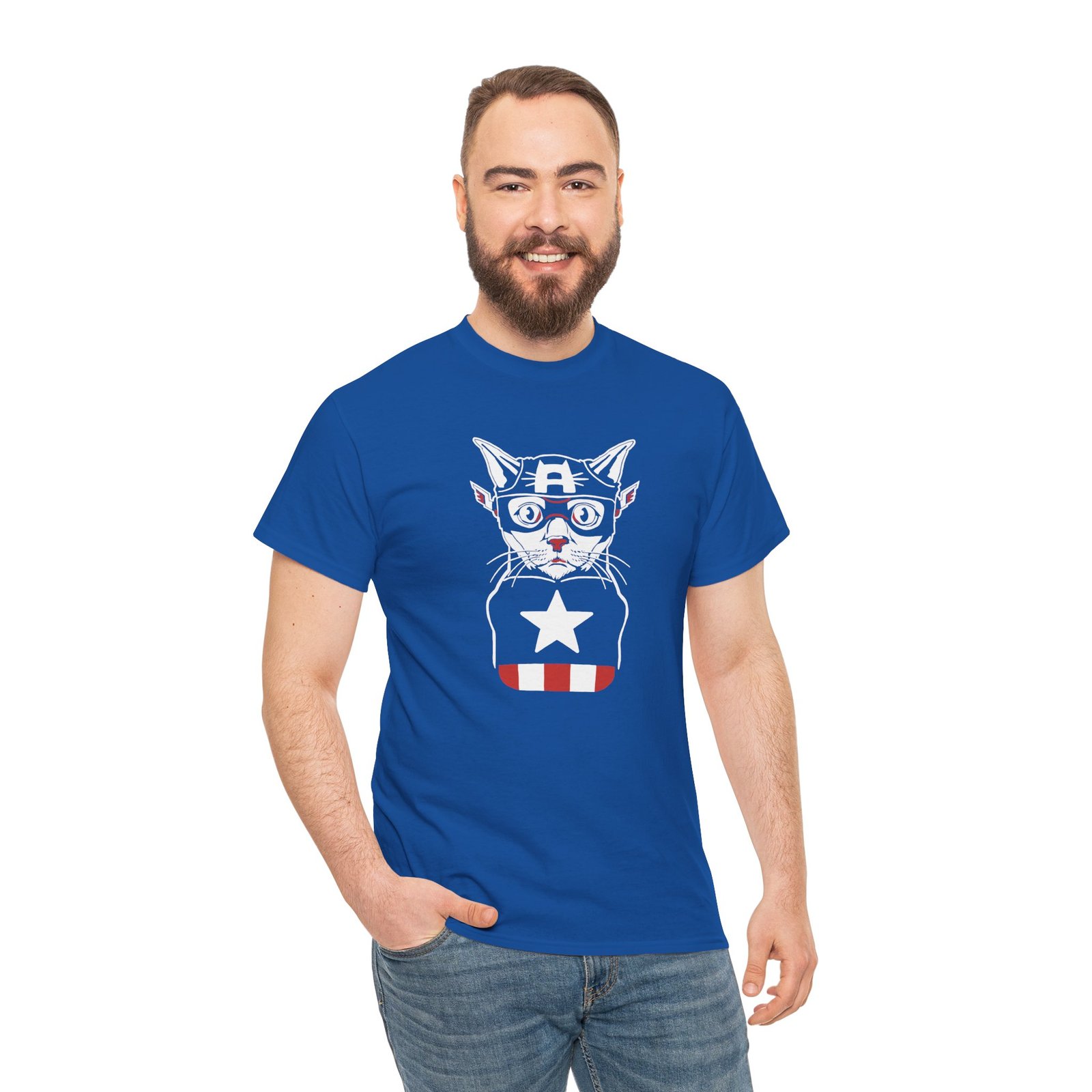"Captain Catmerica" Unisex T-Shirt – Furry Hero Vibes - Image 7