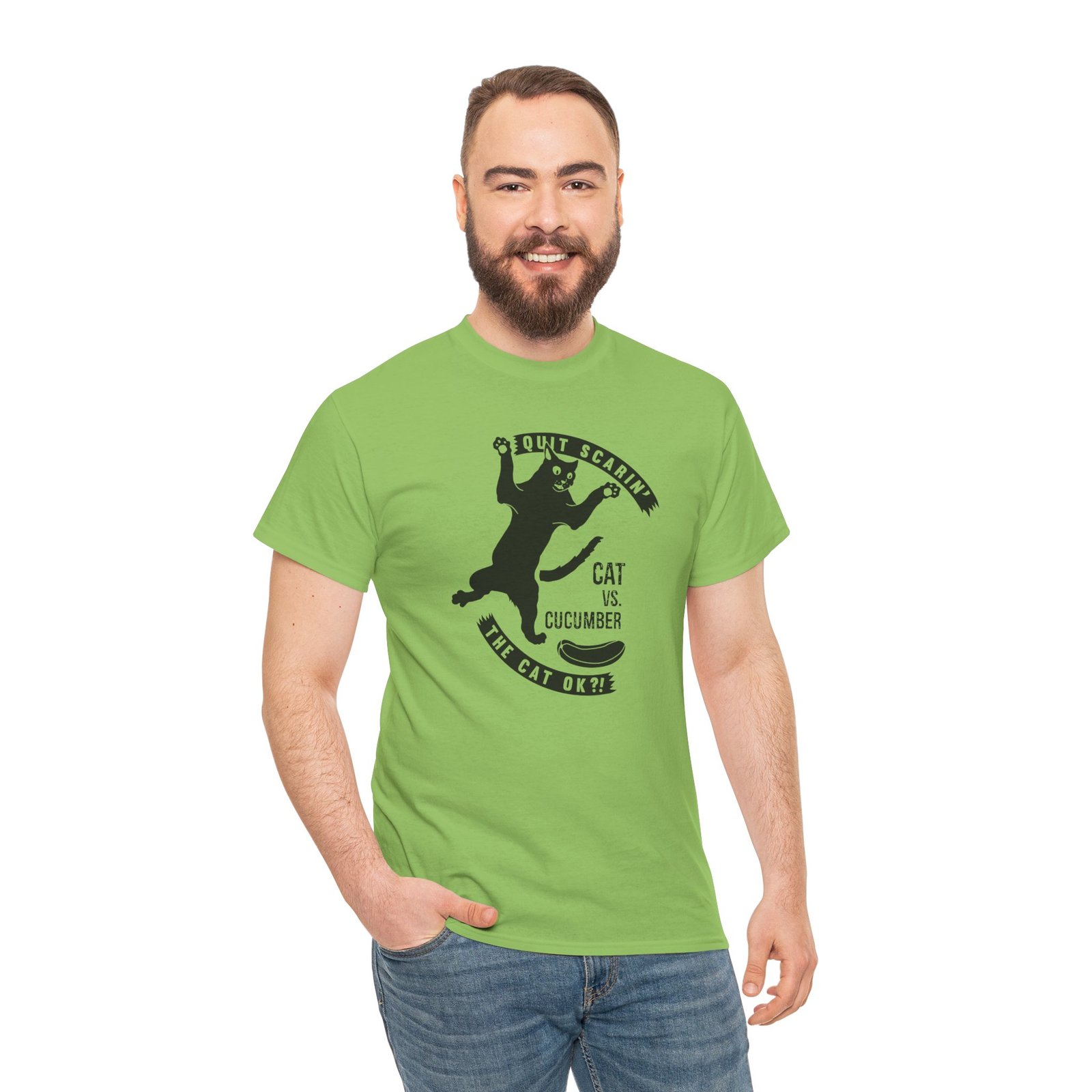Cat vs. Cucumber - Unisex T-Shirt - Image 7