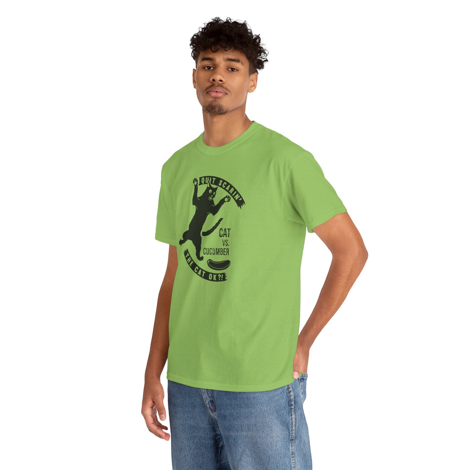 Cat vs. Cucumber - Unisex T-Shirt - Image 8