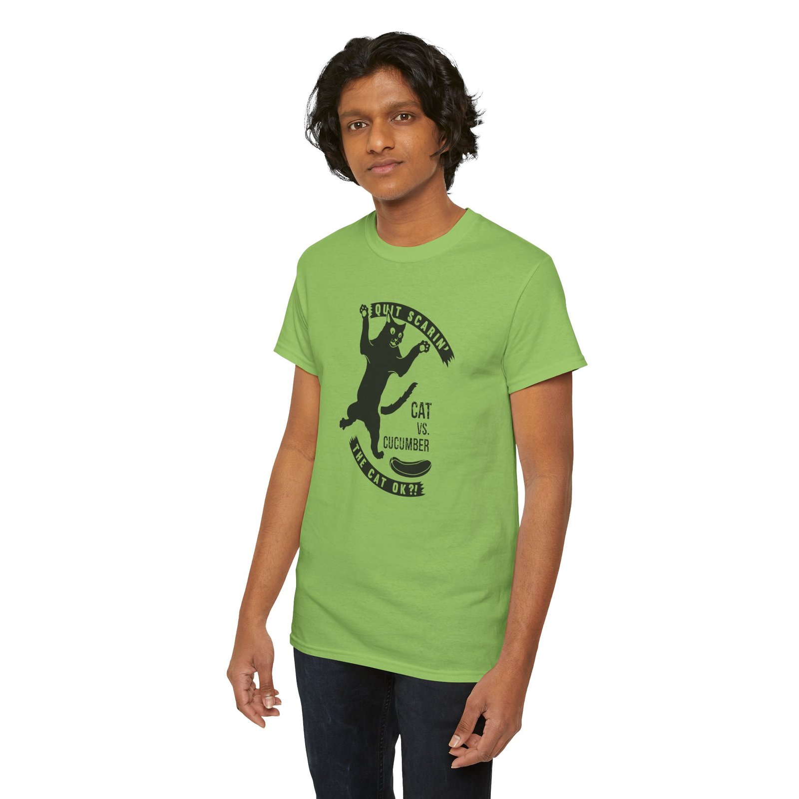 Cat vs. Cucumber - Unisex T-Shirt - Image 11