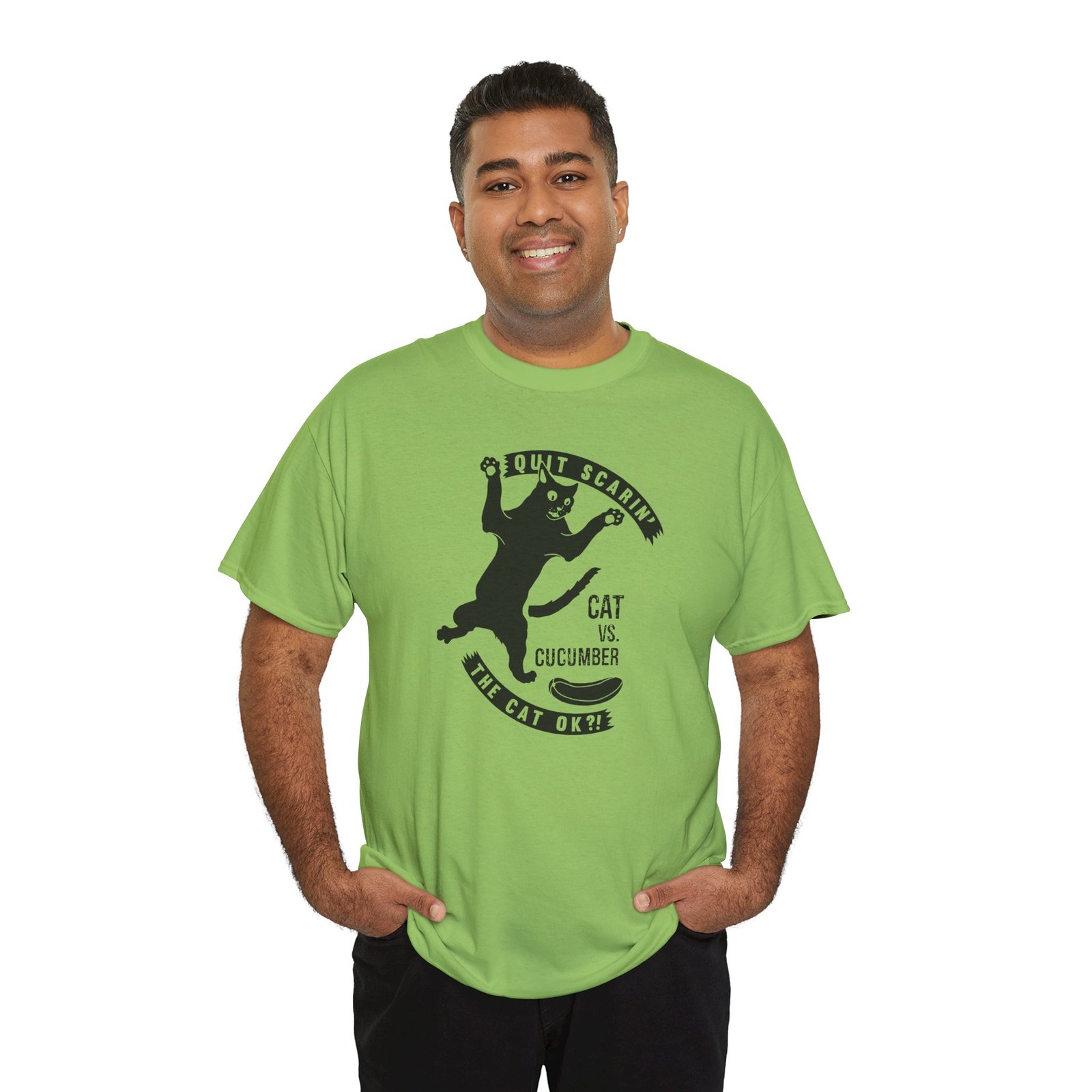 Cat vs. Cucumber - Unisex T-Shirt - Image 10