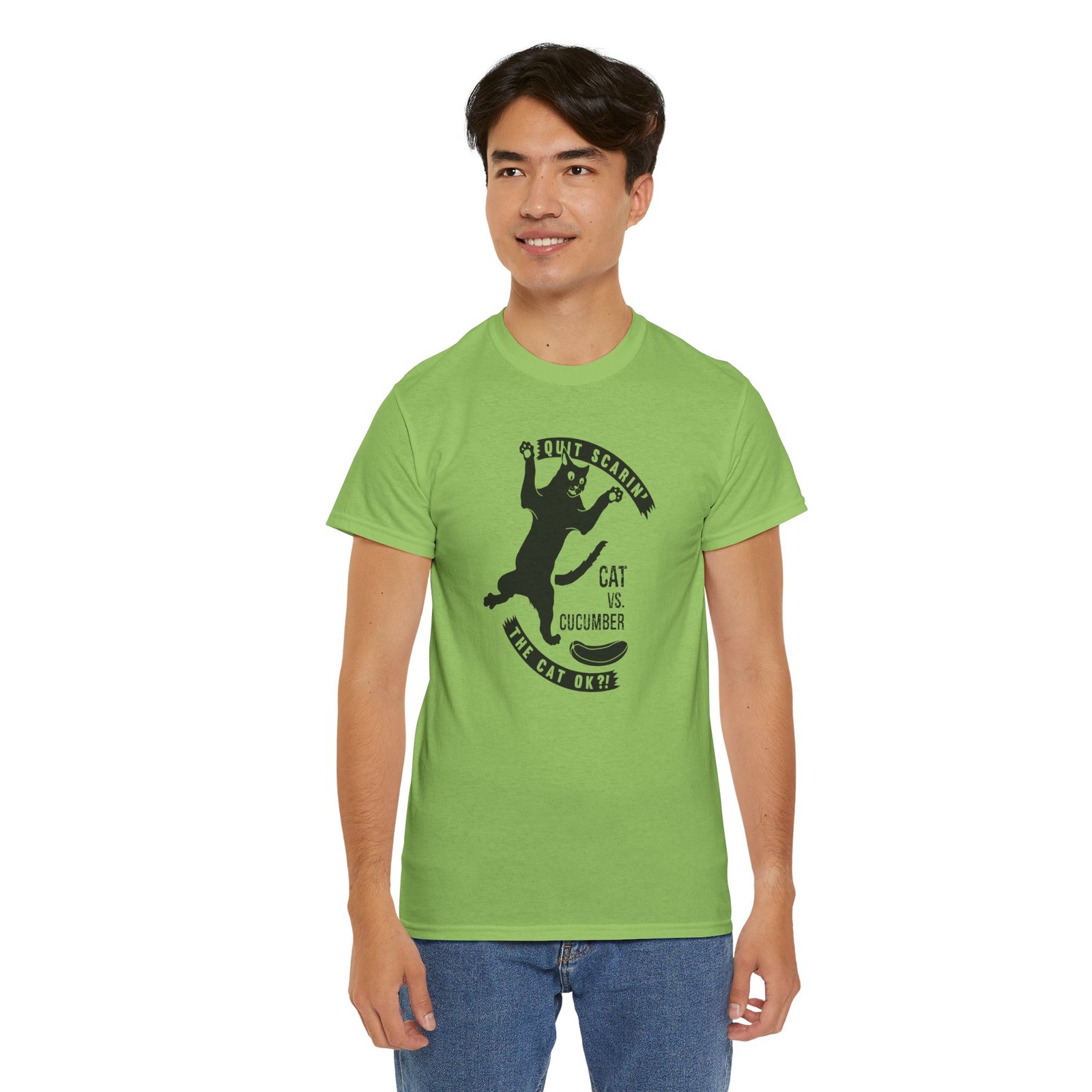 Cat vs. Cucumber - Unisex T-Shirt - Image 12