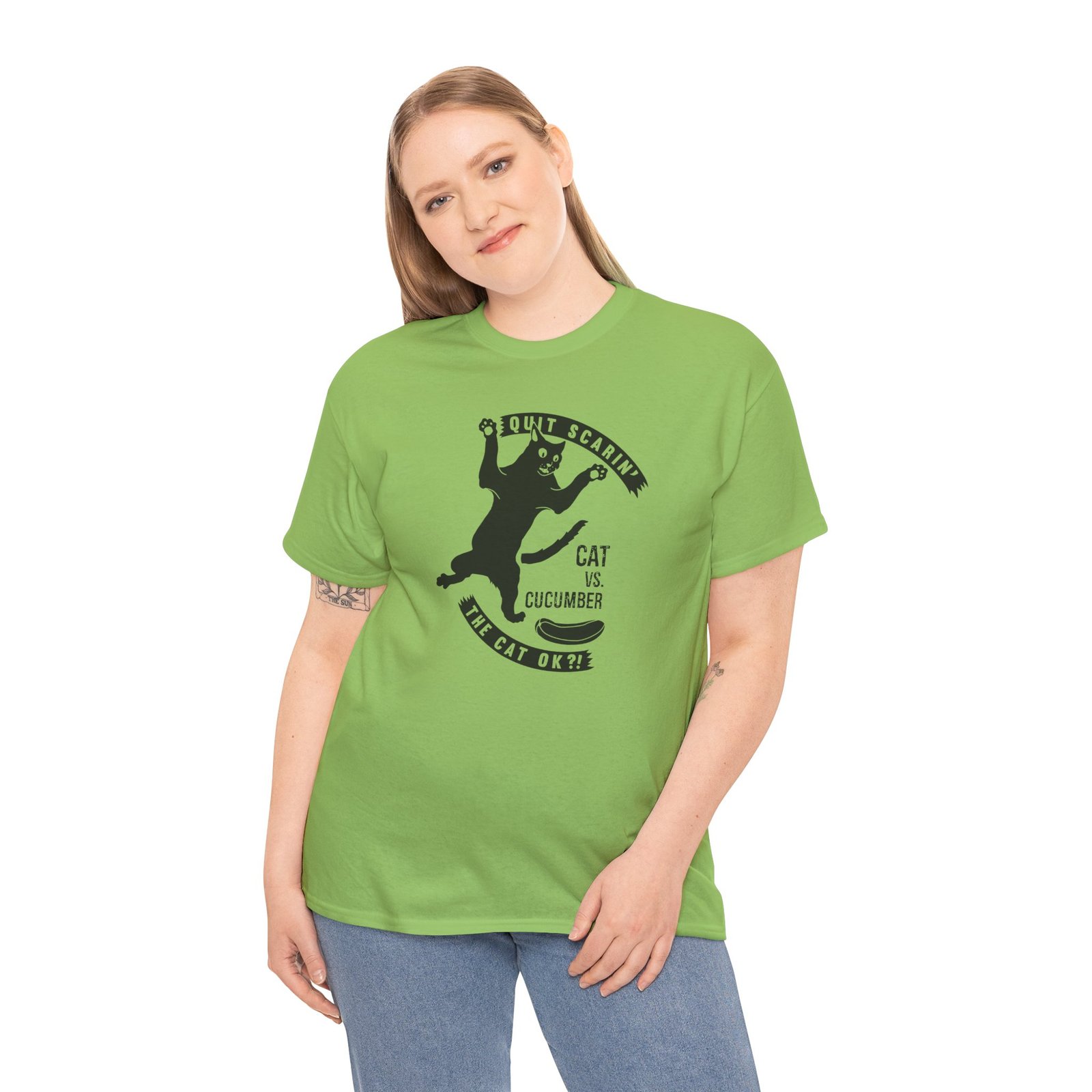 Cat vs. Cucumber - Unisex T-Shirt - Image 6