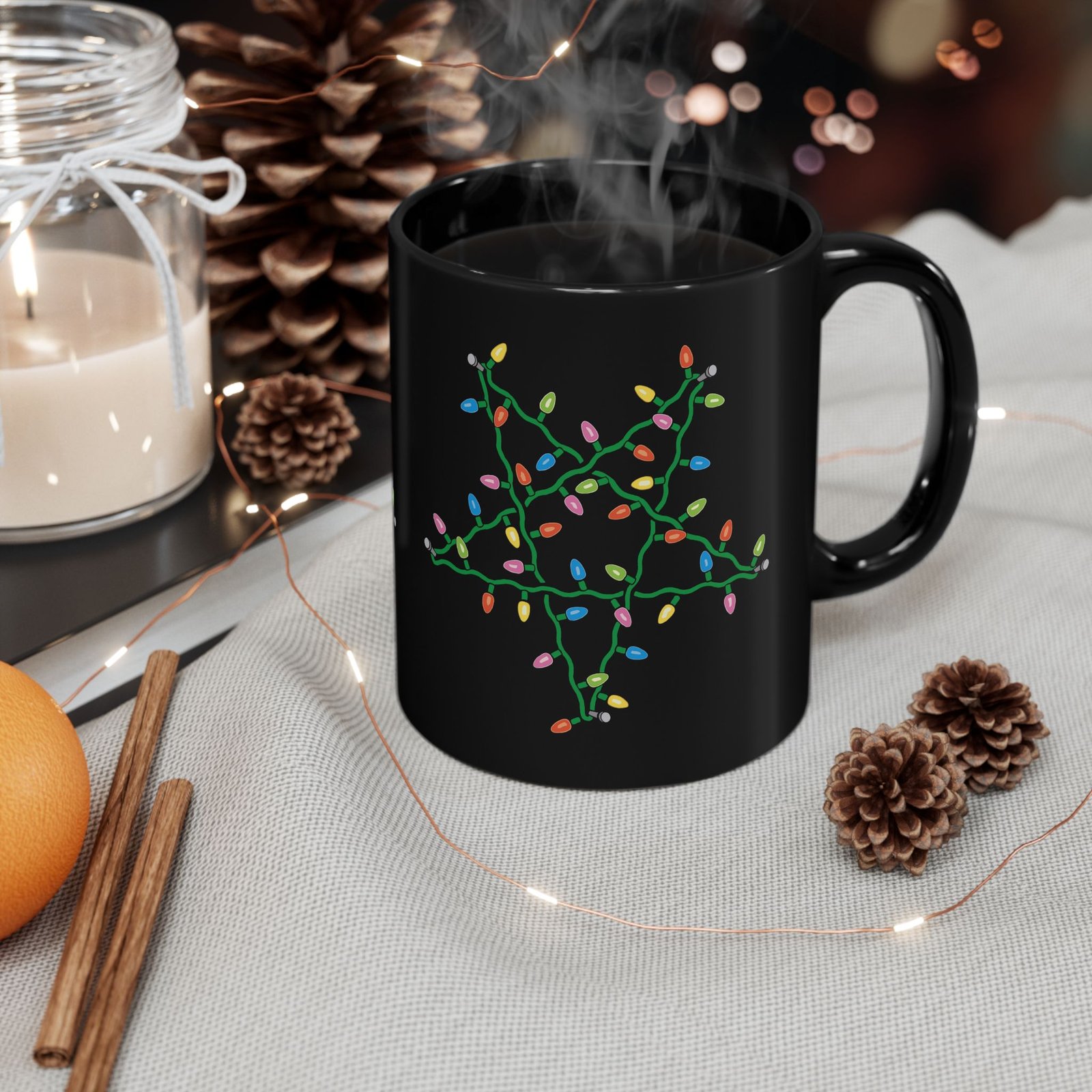 ☕ Holiday Pentagram Black Mug – Sip Your Cocoa with a Side of Chaos - Image 4