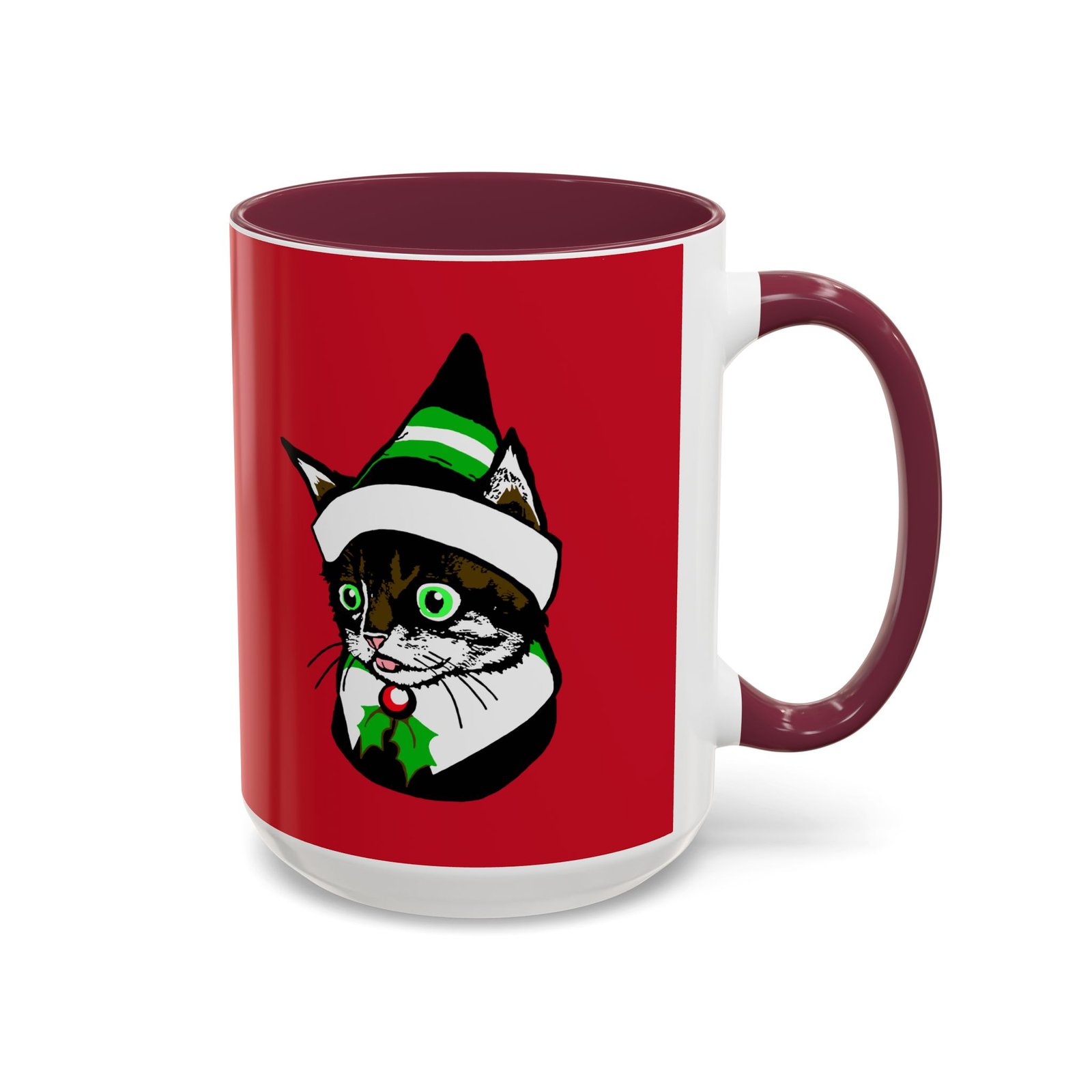 βπ±π Elf Kitten Color Accent Mug β Sip with Holiday Whiskers & Cheer - Image 17