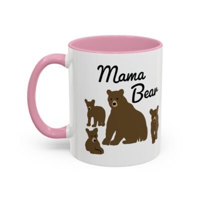 🧸 Mama Bear Color Accent Mug – Fierce Sips, Cozy Vibes