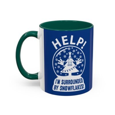 ☕❄️🎄 Help! I'm Surrounded By Snowflakes Color Accent Mug – Sip with Seasonal Sass