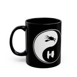 Alternative view of ☯️🚀 Balance of the Force Black Mug – Sip Between Light and Dark