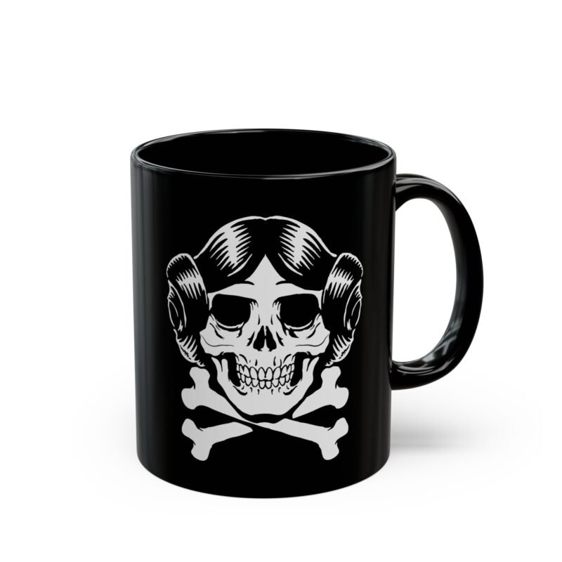 ☕👸💀 Rebel Skull Black Mug – Sip Like a Princess with Attitude