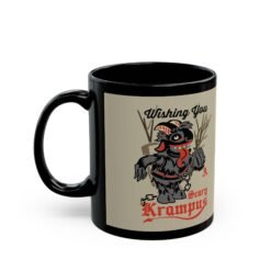 Alternative view of ☕ Wishing You a Scary Krampus Black Mug – Sip from the Naughty Side